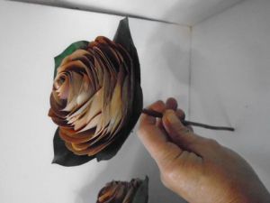 Voir le détail de cette oeuvre: Rose en écorce de bouleau naturel